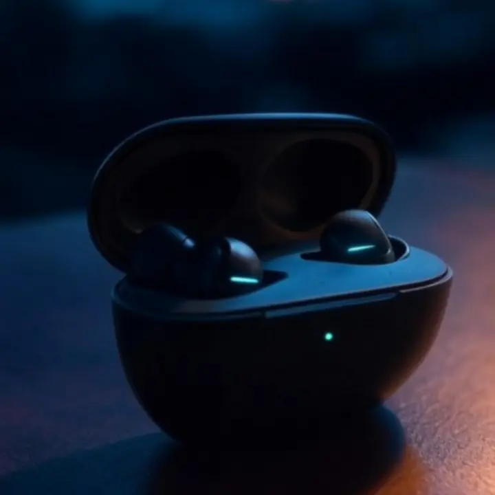 Vezeték nélküli fülhallgató neon cián részletekkel